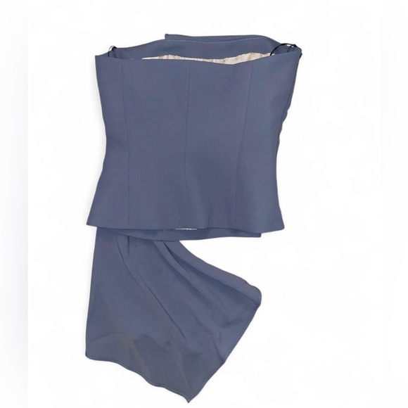 Zara Blue grey strapless top with ruched drape detail size XS. NWT - Picture 6 of 6